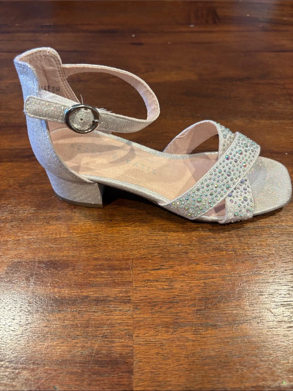 Kelly & Katie Glitter Cross-Strap Ankle Strap Sandals - silver. Size 13